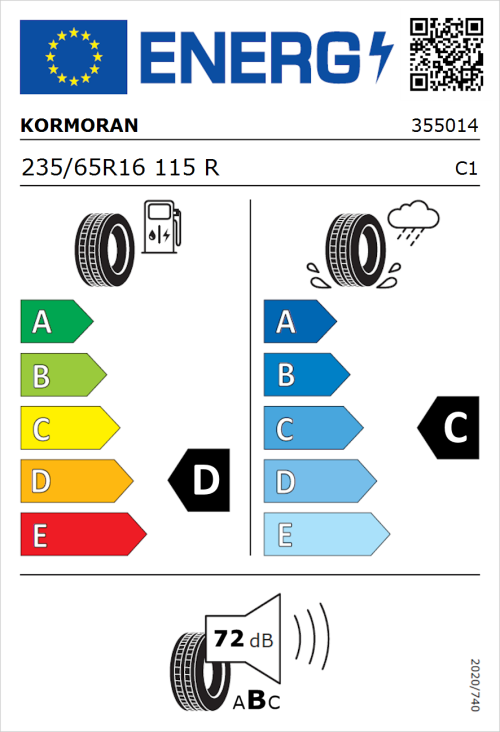 Tyre Label for Kormoran Cargo Speed Evo 235/65R16 115R