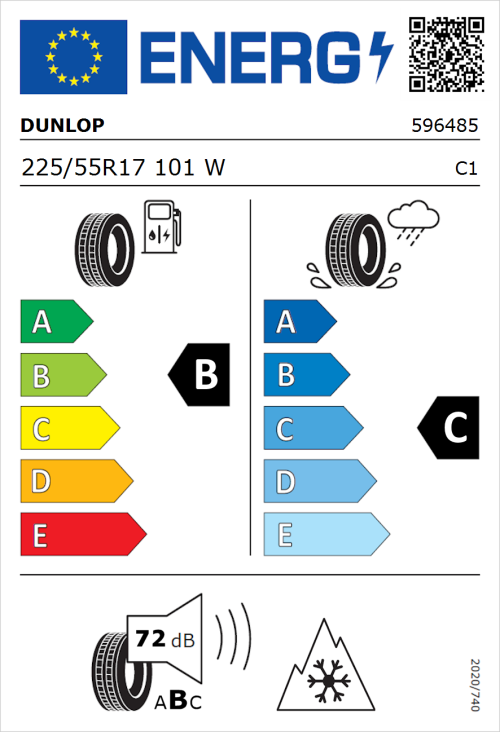 Tyre Label for Dunlop All Season 2 225/55R17 101W