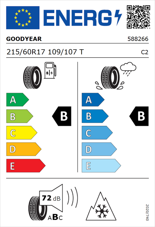 Tyre Label for Goodyear Vector 4Seasons Cargo 215/60R17 109/107T
