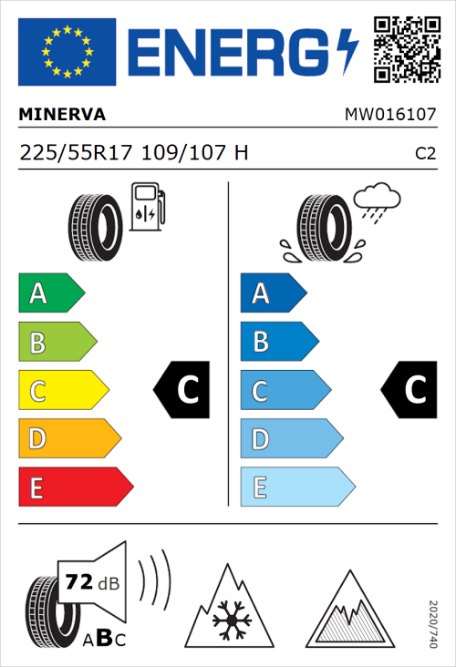 Tyre Label for Minerva Frostrack Van 225/55R17 109/107H